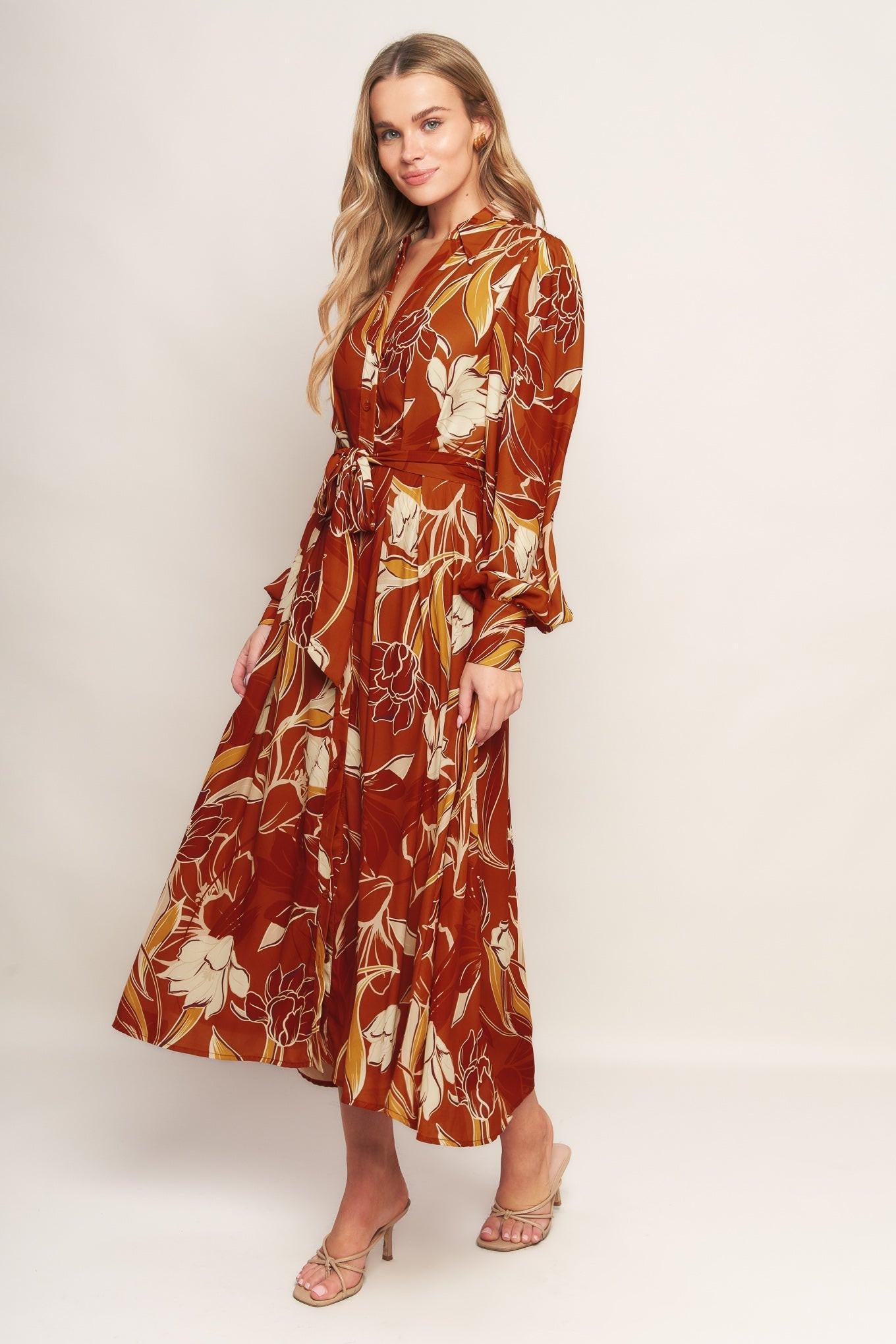 Elegant back view of the Flying Tomato Blooming Radiance Woven Midi Dress, perfect for a sophisticated and quality look.