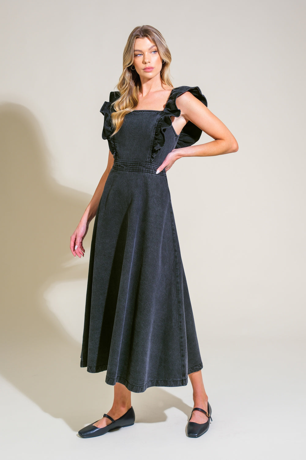 TIMELESS CHARM DENIM MIDI DRESS Flying Tomato