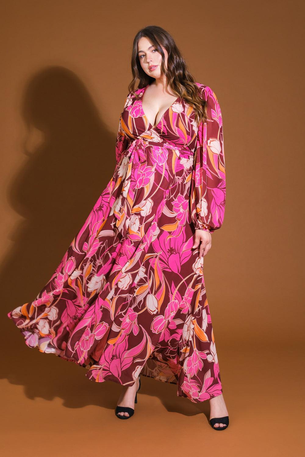 Model wearing the Flying Tomato Lush Haven Woven Maxi Dress in a natural setting, illustrating its versatile style.