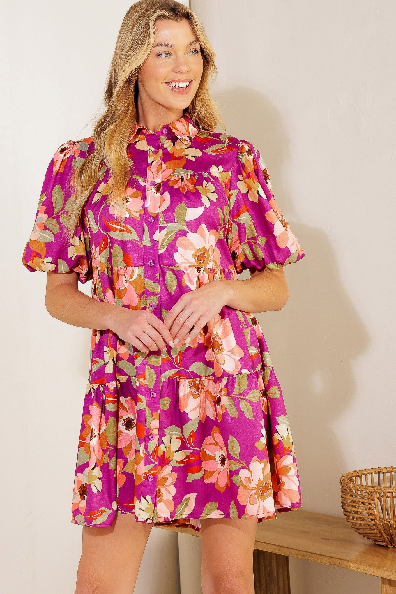 CONCEPTUALLY CHIC WOVEN MINI DRESS Flying Tomato