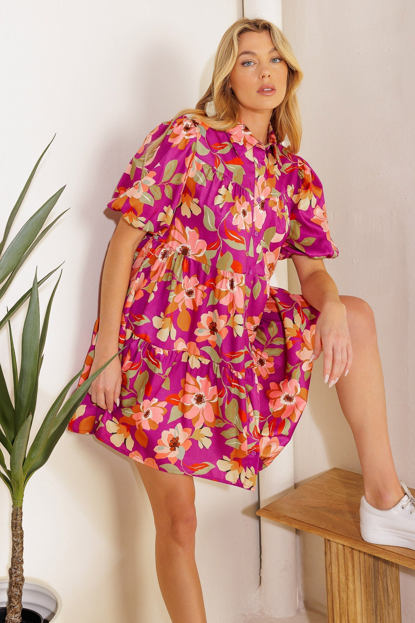 CONCEPTUALLY CHIC WOVEN MINI DRESS Flying Tomato