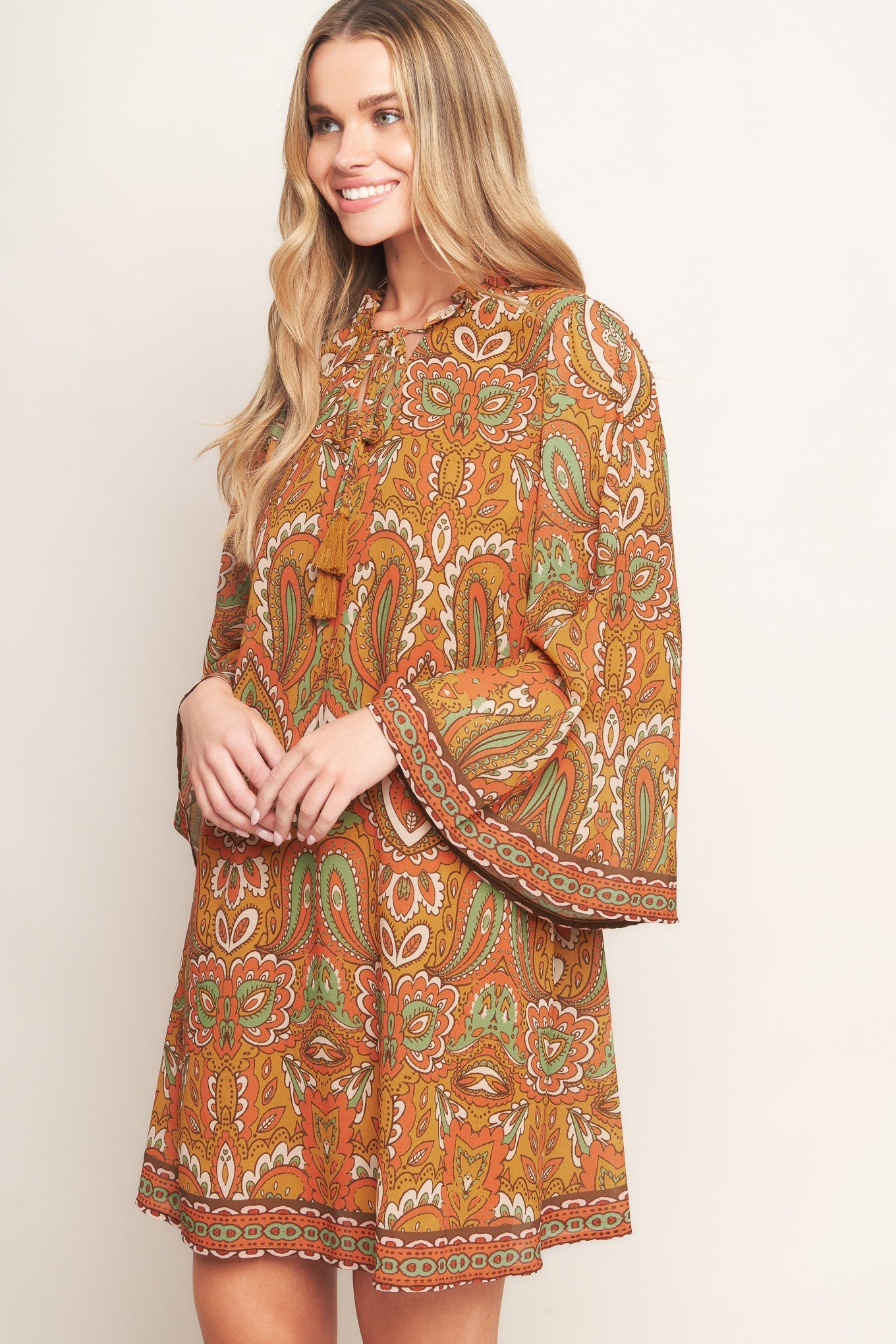 CROSS MY MIND WOVEN MINI DRESS Flying Tomato