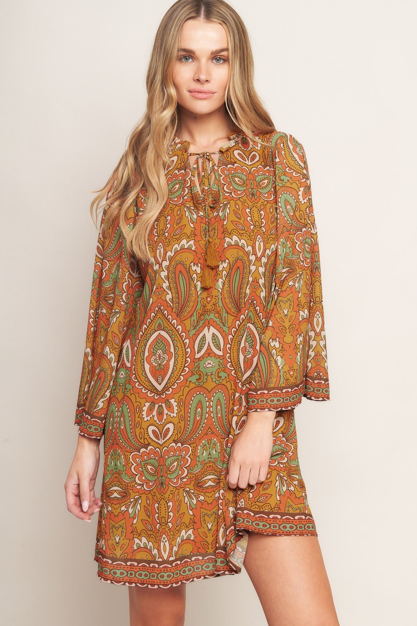 CROSS MY MIND WOVEN MINI DRESS Flying Tomato