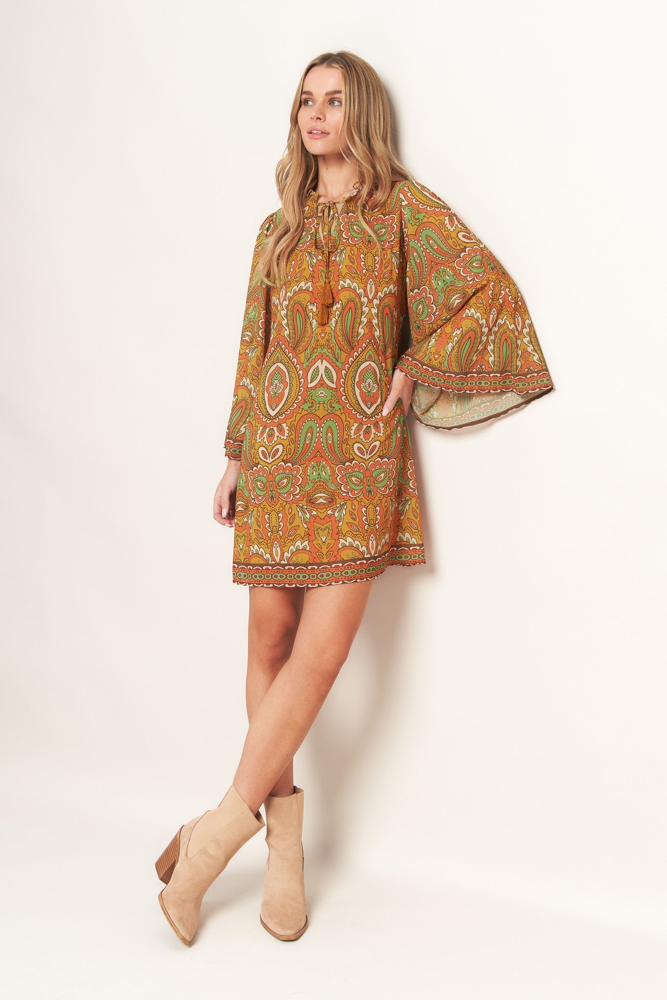 CROSS MY MIND WOVEN MINI DRESS Flying Tomato