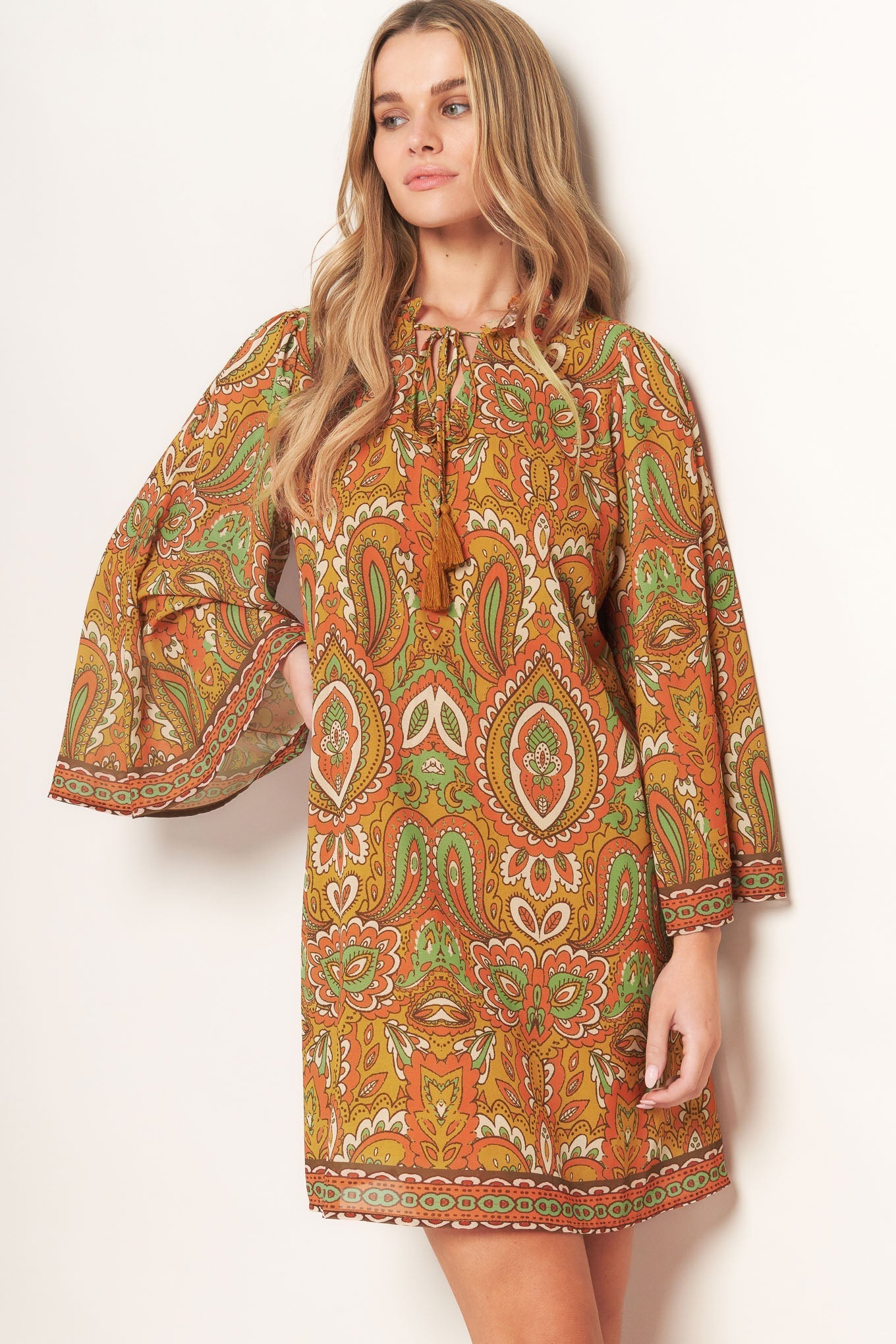 CROSS MY MIND WOVEN MINI DRESS Flying Tomato