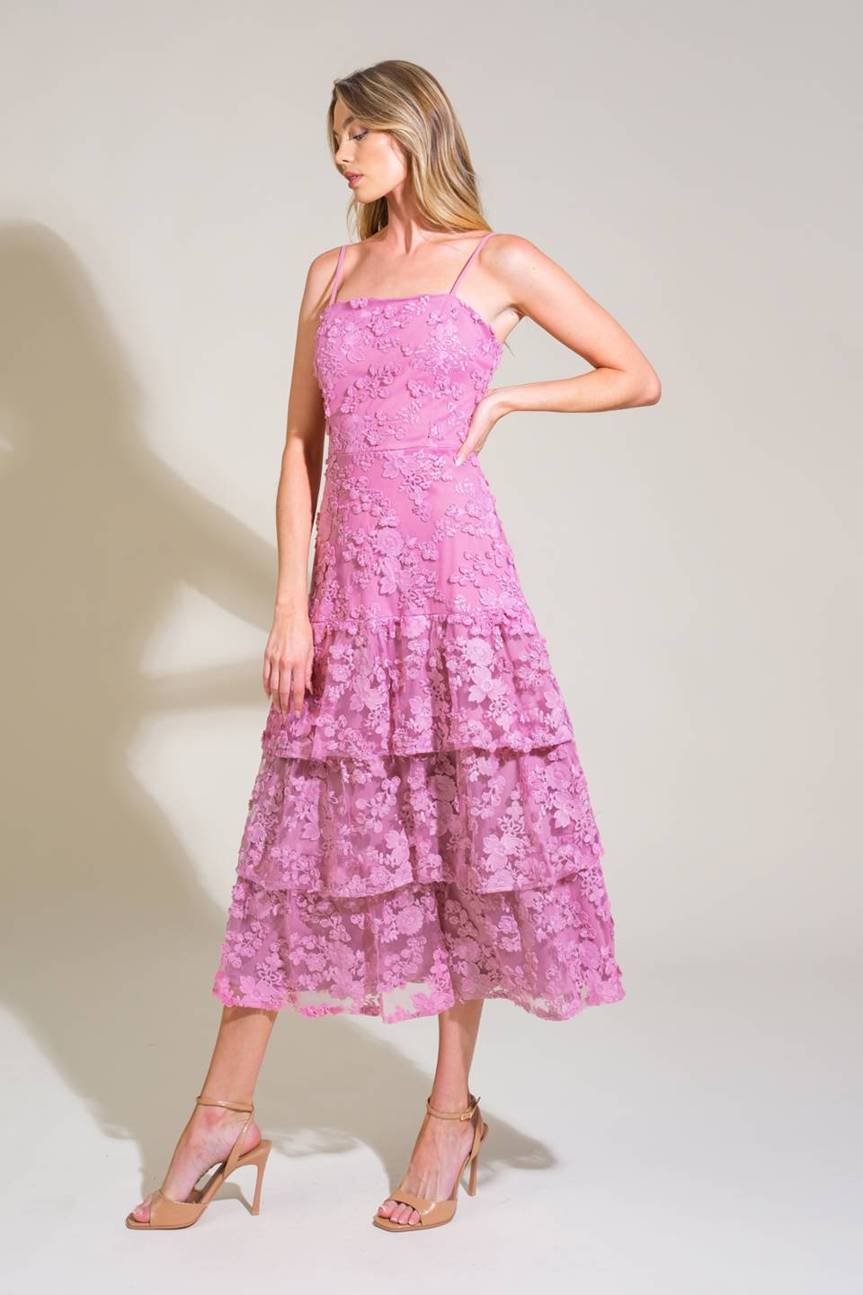 DAZZLING DAYBREAK WOVEN MIDI DRESS Flying Tomato