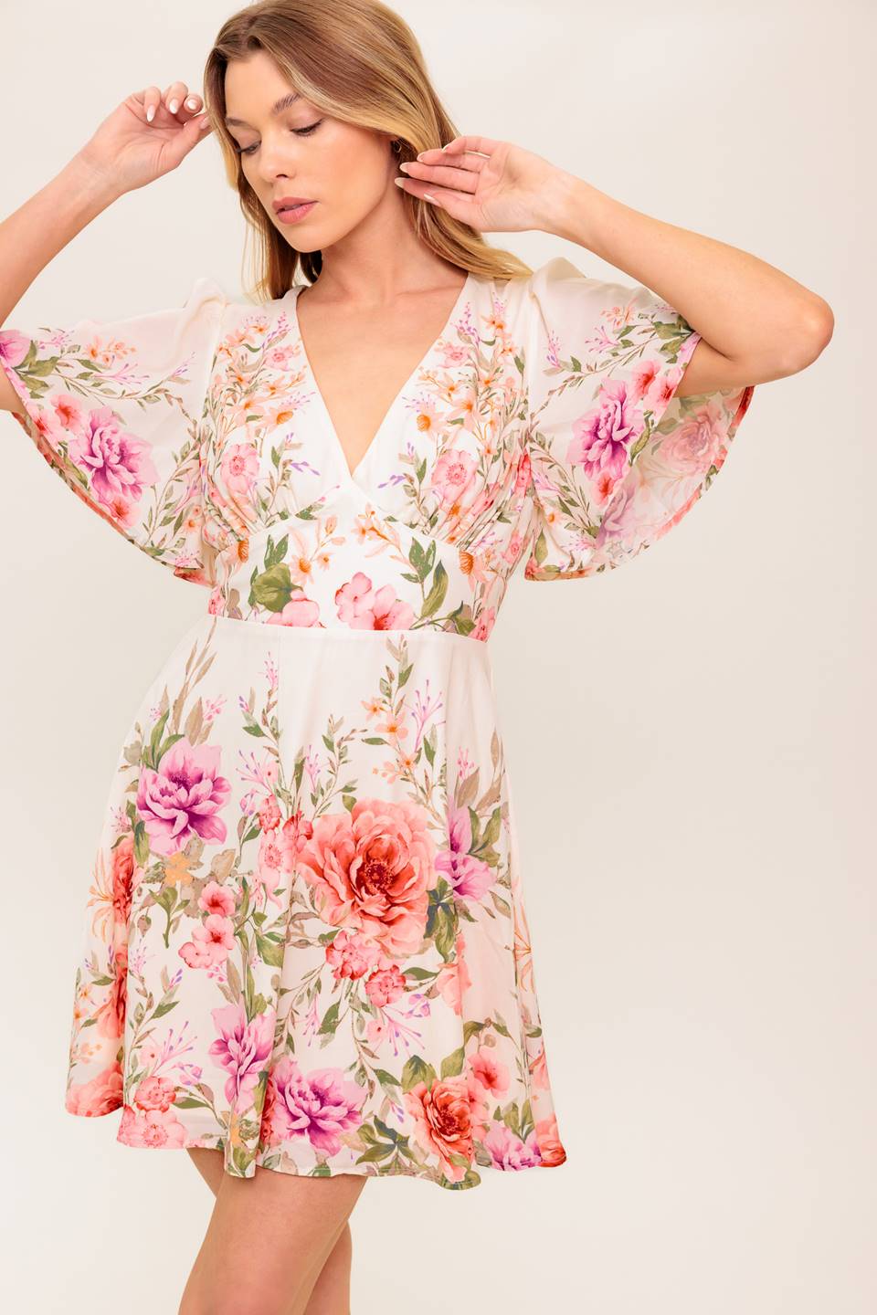 THE WORLD AWAITS LIGHT PINK WOVEN MINI DRESS Flying Tomato