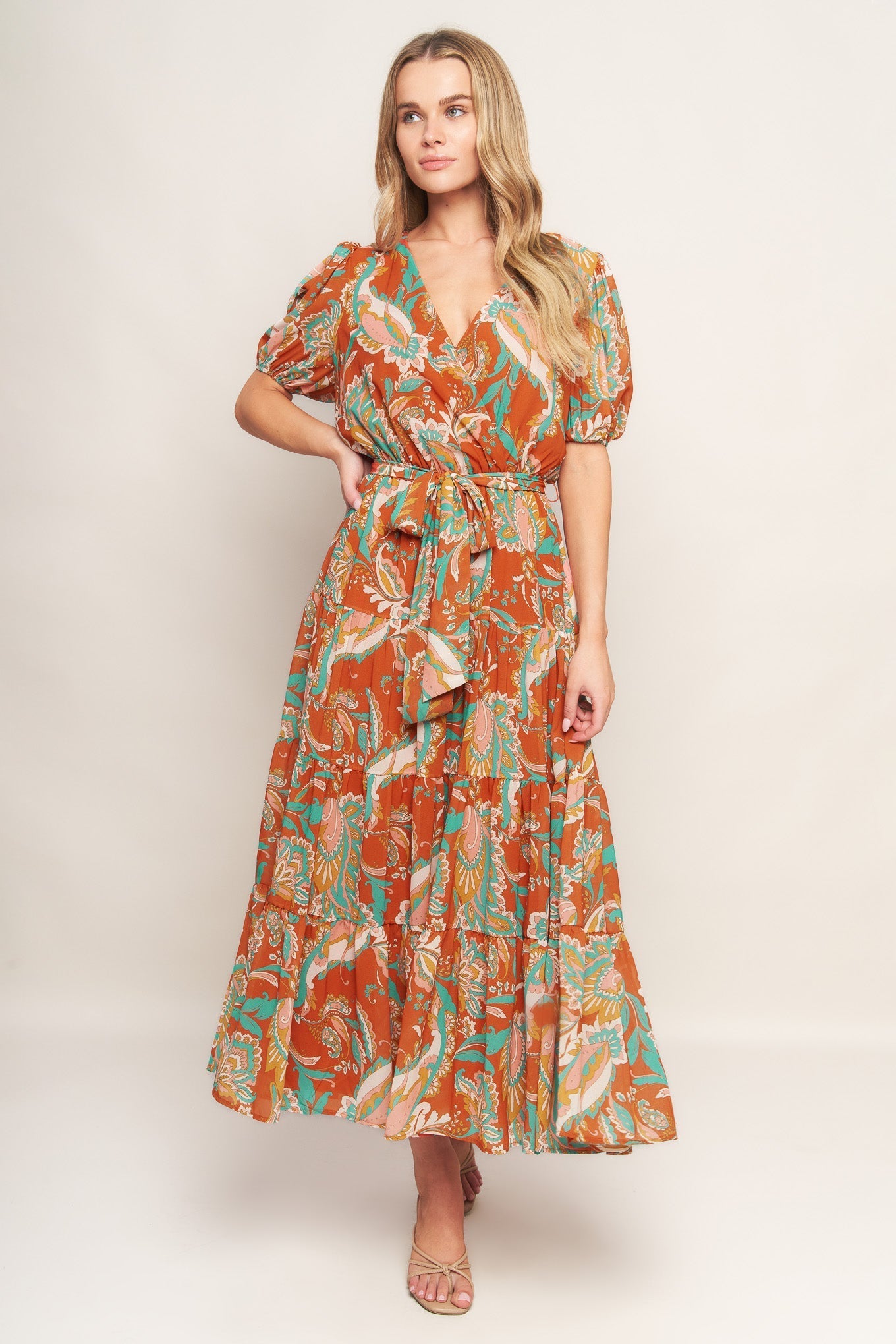 CAN'T LIVE WITHOUT RUST WOVEN MIDI DRESS Flying Tomato