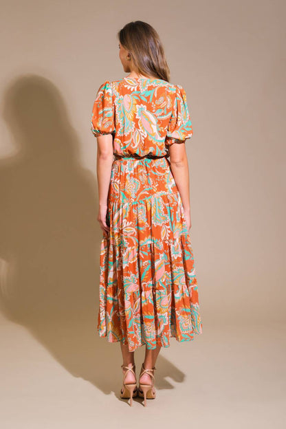 CAN'T LIVE WITHOUT RUST WOVEN MIDI DRESS