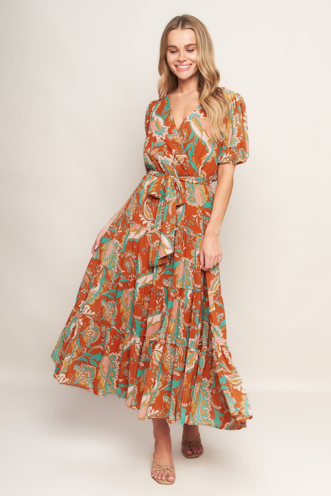 CAN'T LIVE WITHOUT RUST WOVEN MIDI DRESS Flying Tomato