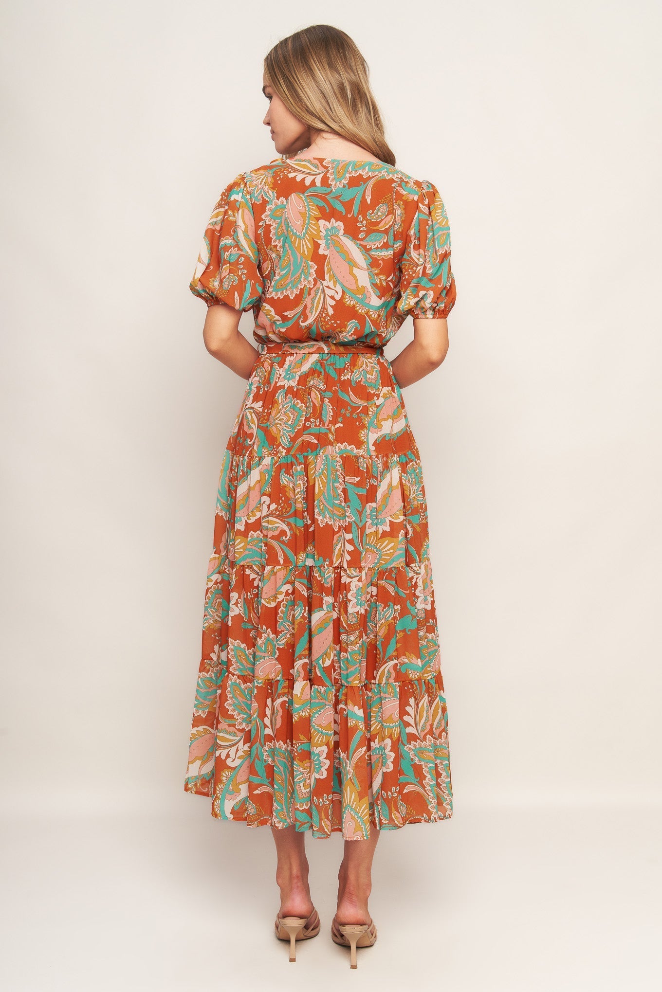CAN'T LIVE WITHOUT RUST WOVEN MIDI DRESS Flying Tomato