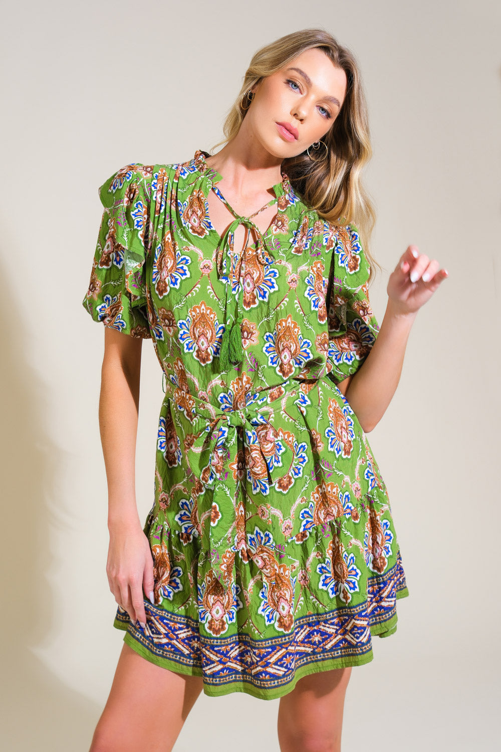 PURE SERENITY WOVEN MINI DRESS Flying Tomato