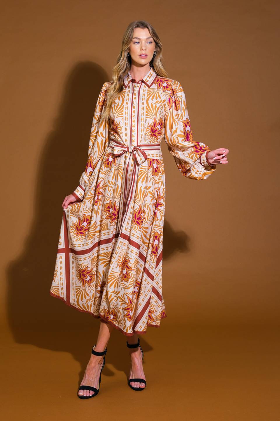 LOVE ESPRESSO WOVEN MIDI DRESS Flying Tomato