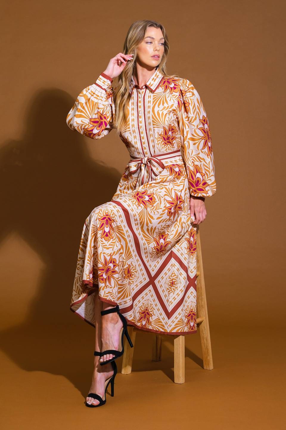 LOVE ESPRESSO WOVEN MIDI DRESS Flying Tomato