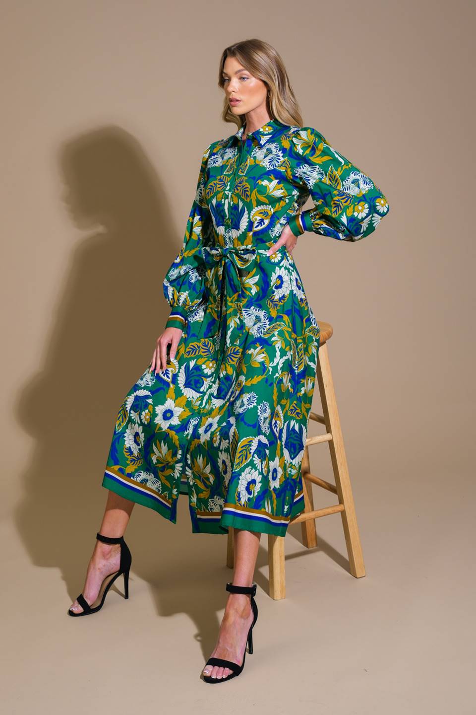 TAKE ME BACK TO SHIRT WOVEN MIDI DRESS Flying Tomato