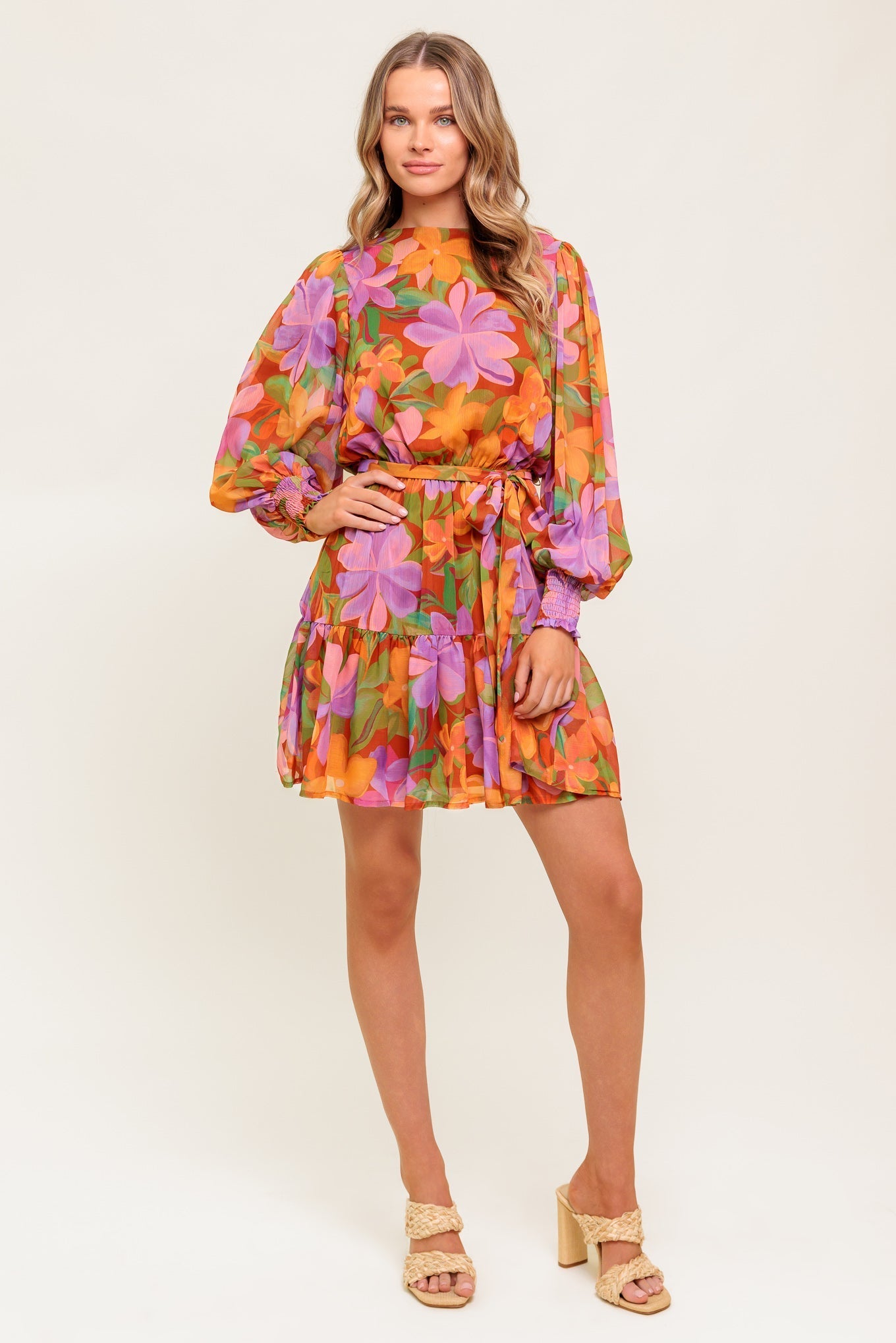 MUTED GARDEN WOVEN MINI DRESS Flying Tomato