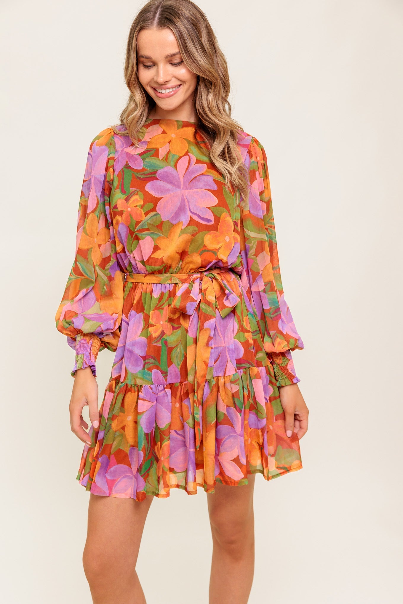 MUTED GARDEN WOVEN MINI DRESS Flying Tomato