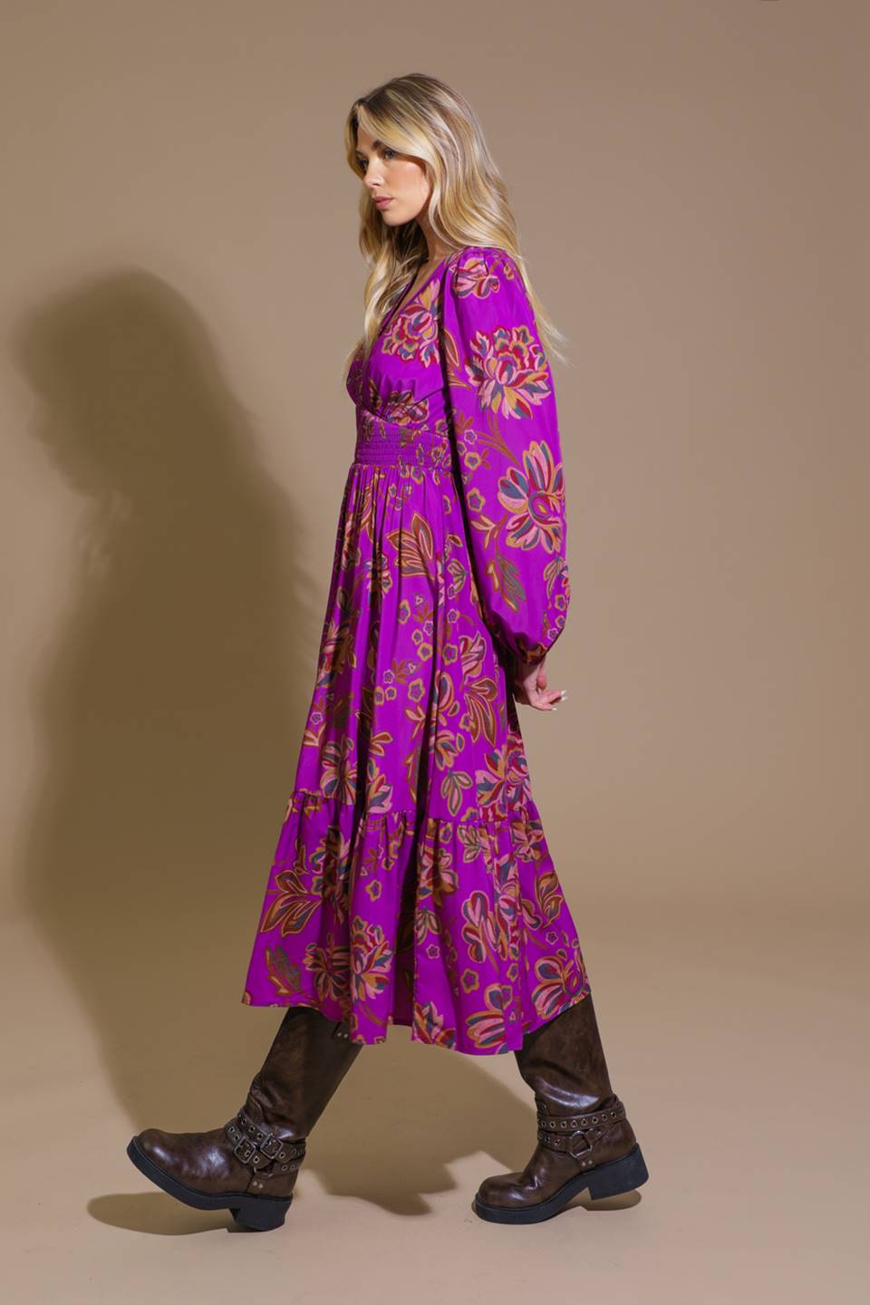 ELEGANTLY ELEVATED WOVEN MIDI DRESS Flying Tomato