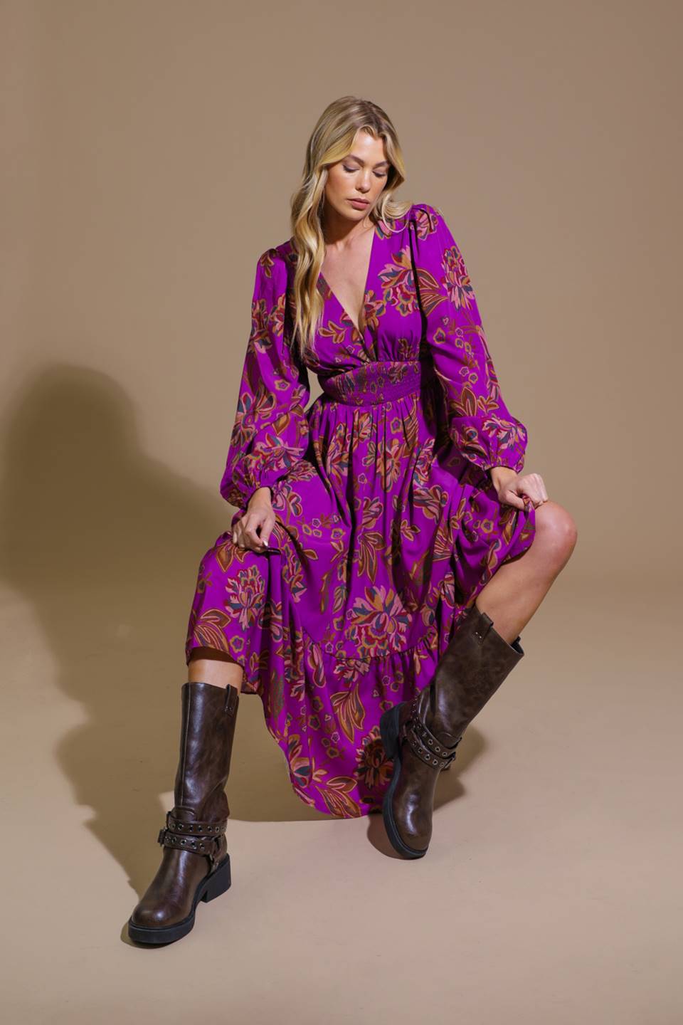 ELEGANTLY ELEVATED WOVEN MIDI DRESS Flying Tomato