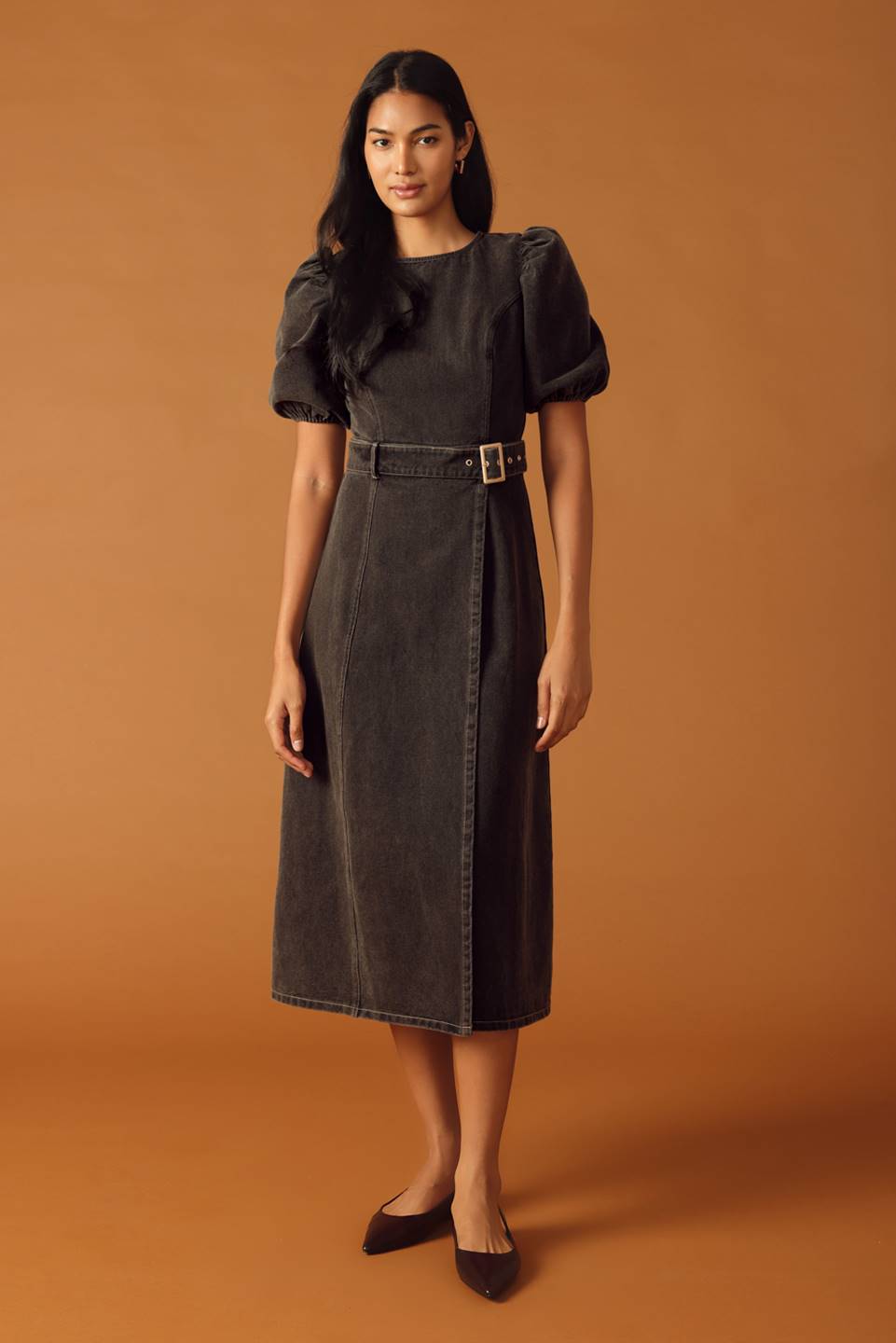 FOR THE DAY DENIM MIDI DRESS