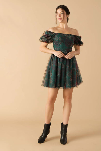 CHIC OFF-SHOULDER ORGANZA DRESS