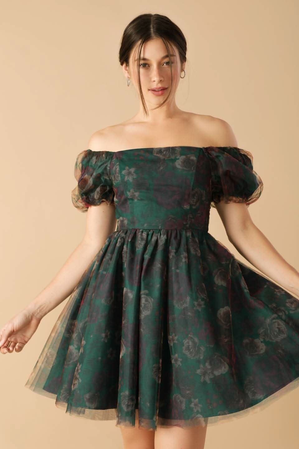 CHIC OFF-SHOULDER ORGANZA DRESS