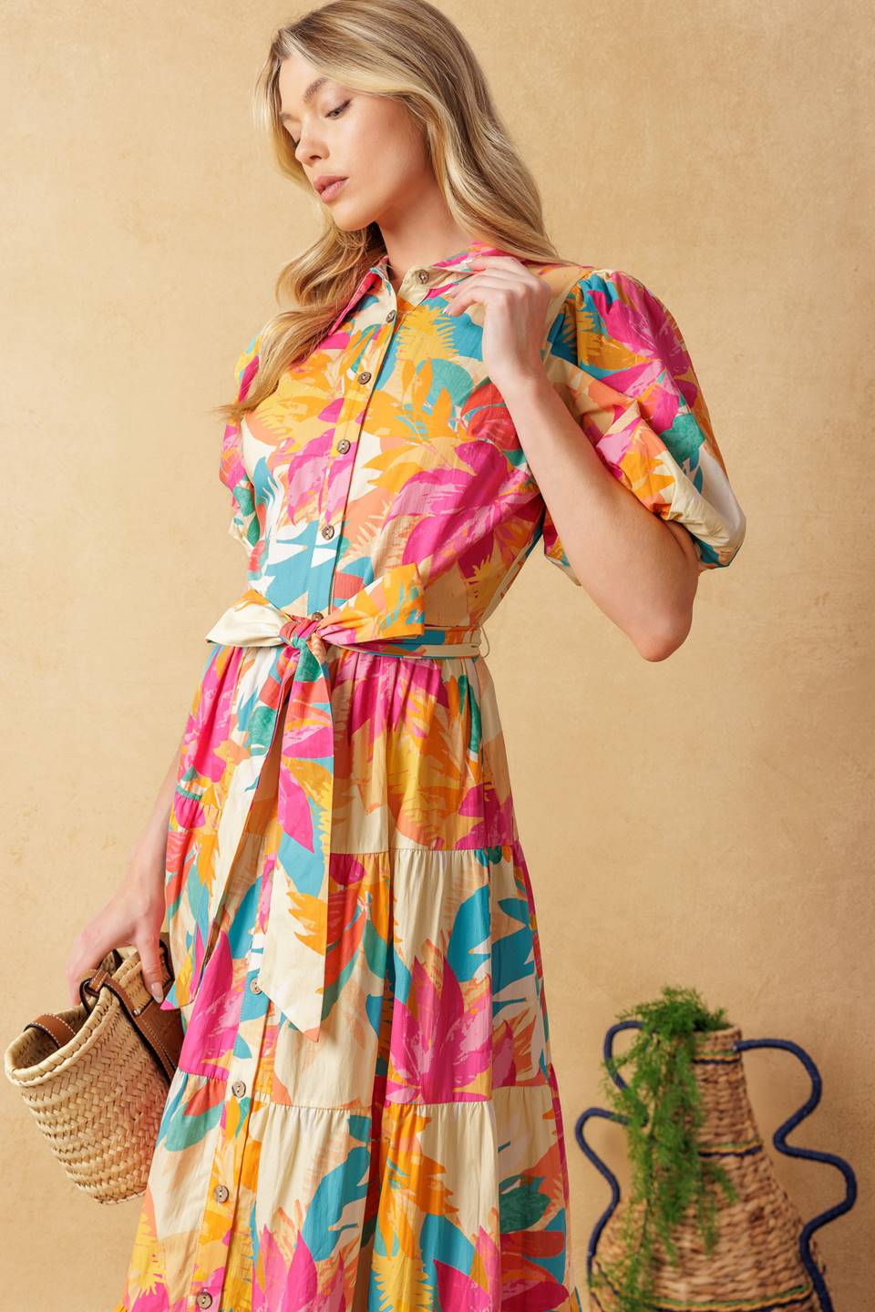 Charming Woven Midi Dress for Sweet Soirées