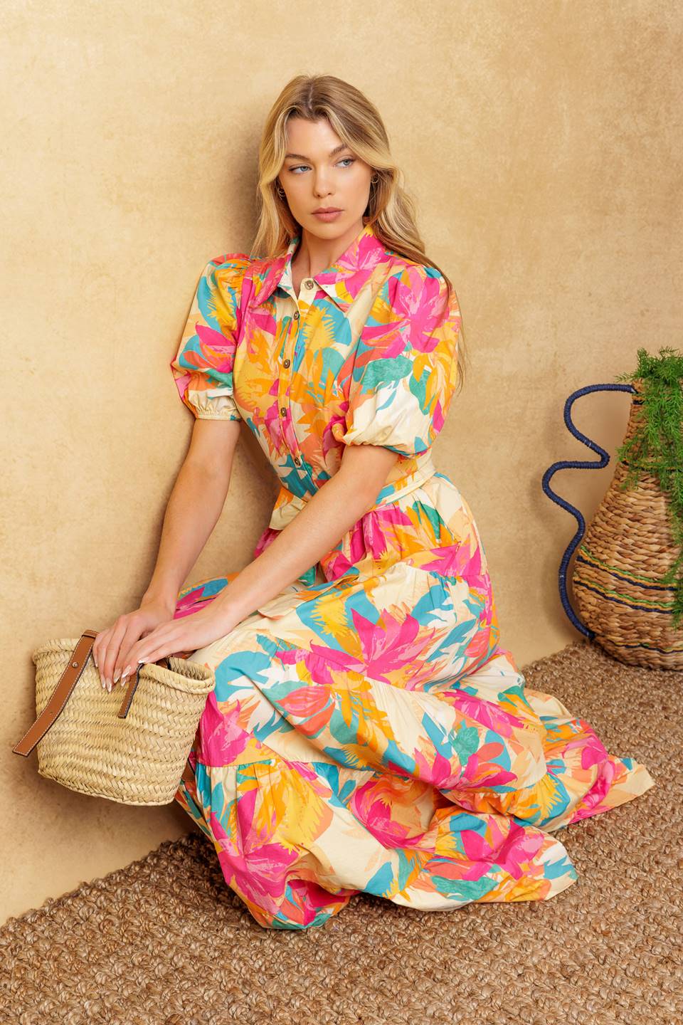 Charming Woven Midi Dress for Sweet Soirées