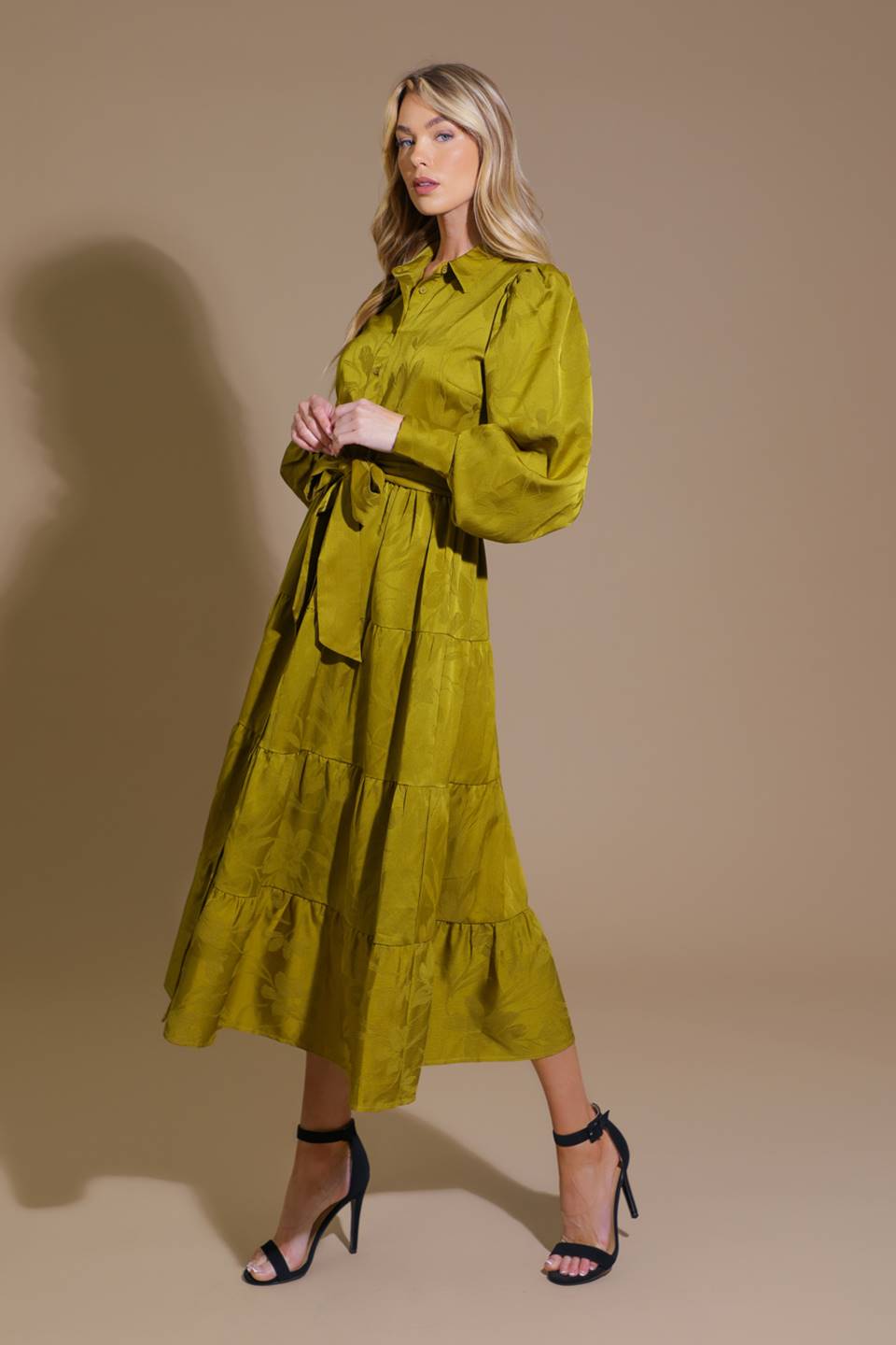 TOTAL APPEAL WOVEN JACQUARD MIDI DRESS Flying Tomato