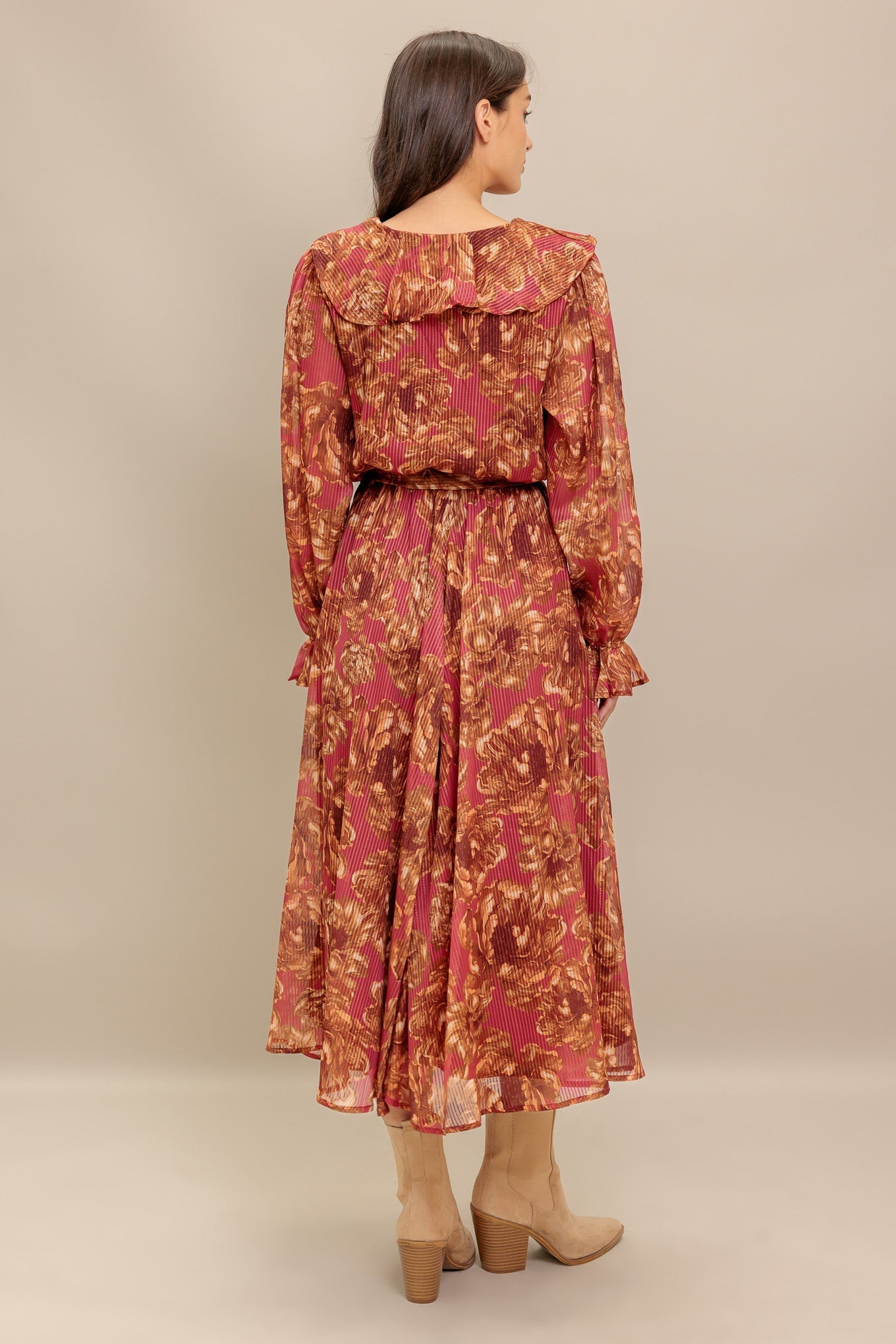 AUTUMN SONATA WOVEN MIDI DRESS Flying Tomato