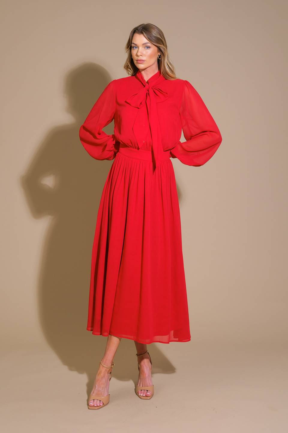 EXCEPTIONAL EXPRESSION WOVEN MIDI DRESS Flying Tomato