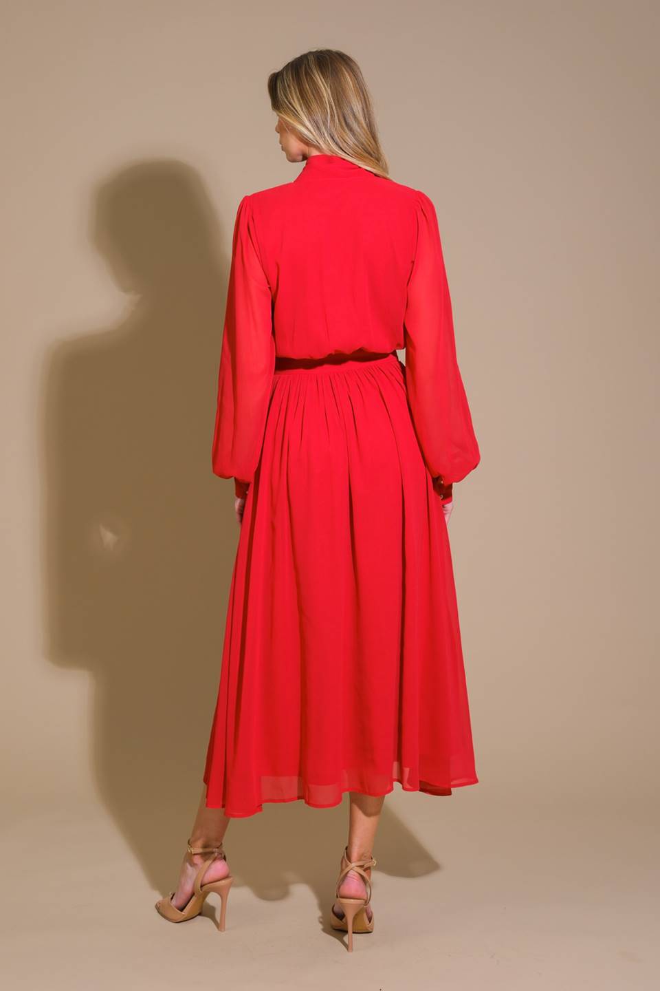 EXCEPTIONAL EXPRESSION WOVEN MIDI DRESS Flying Tomato