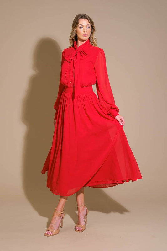 EXCEPTIONAL EXPRESSION WOVEN MIDI DRESS Flying Tomato