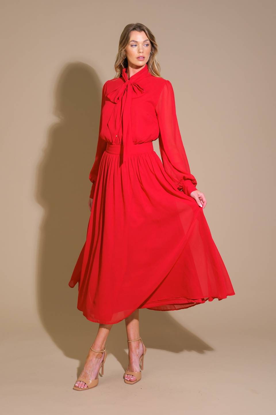 EXCEPTIONAL EXPRESSION WOVEN MIDI DRESS Flying Tomato