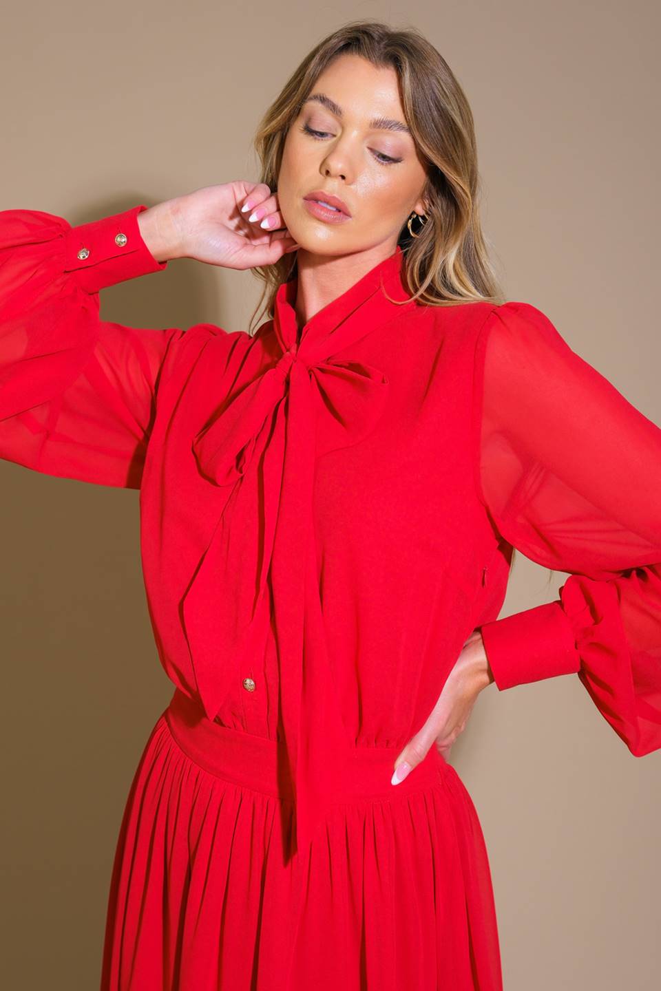EXCEPTIONAL EXPRESSION WOVEN MIDI DRESS Flying Tomato