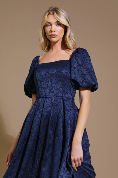 TRY AND TRY AGAIN JACQUARD WOVEN MIDI DRESS