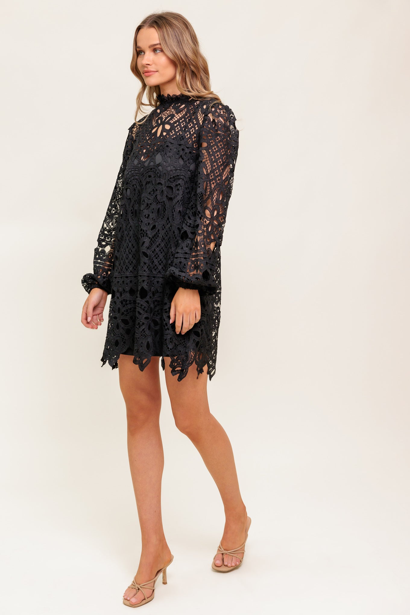 GETTING STARTED WOVEN LACE MINI DRESS Flying Tomato
