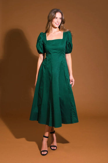 HEARTFELT ELEGANCE WOVEN MIDI DRESS