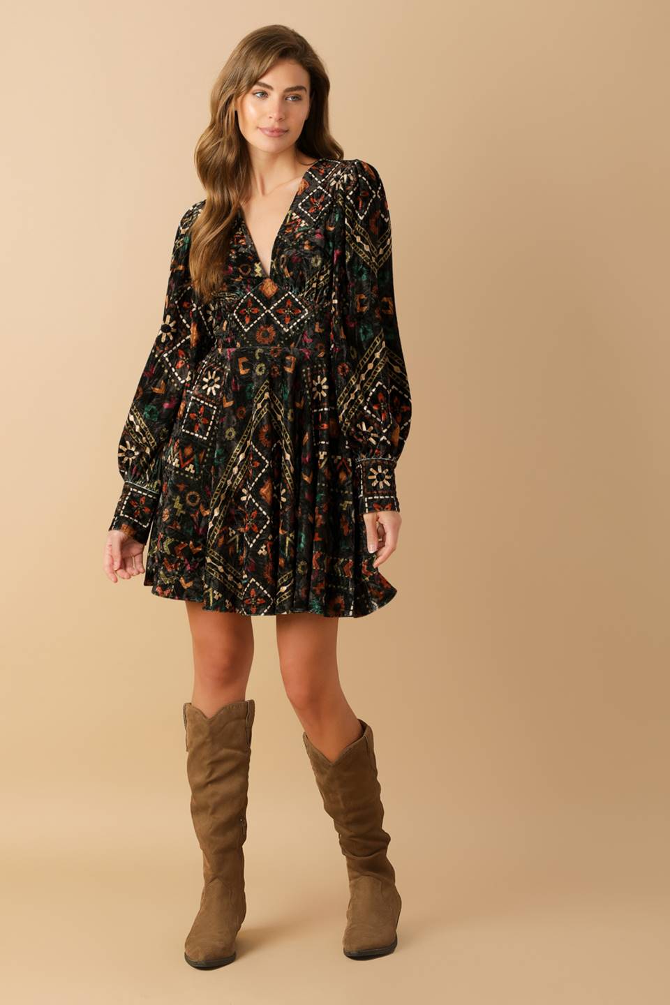 FINDING MYSELF VELVET WOVEN MINI DRESS Flying Tomato