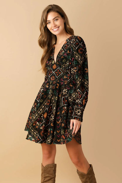 VELVET DREAMS WOVEN MINI DRESS