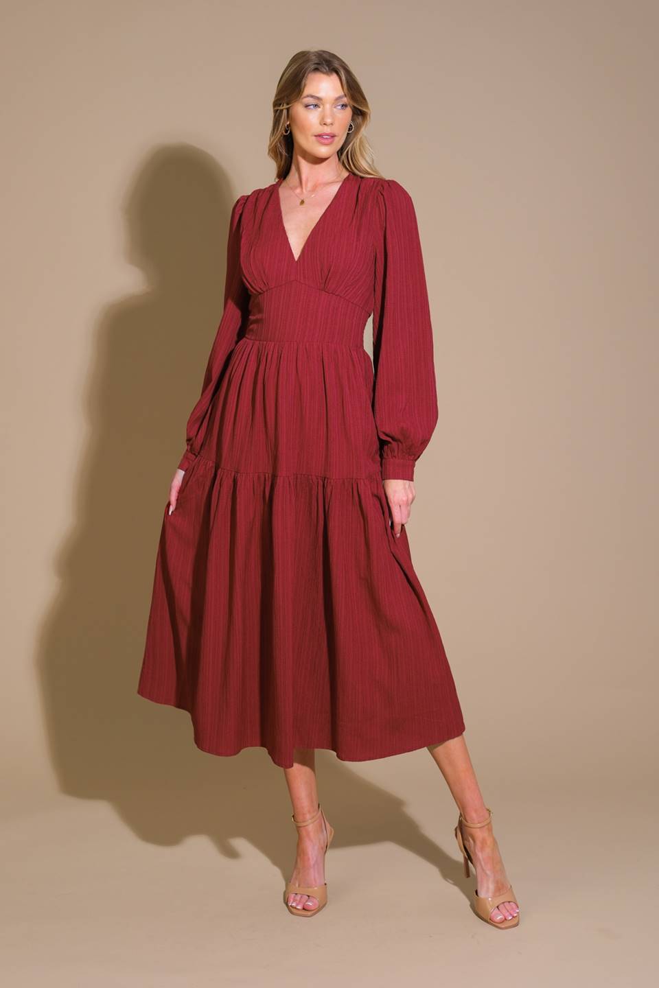 POSH PRESENCE WOVEN MIDI DRESS Flying Tomato