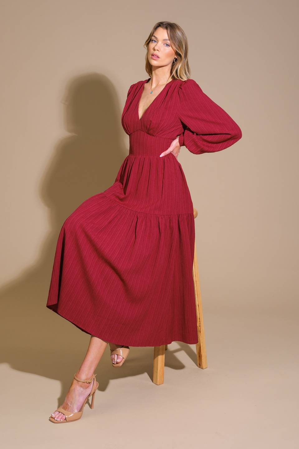 POSH PRESENCE WOVEN MIDI DRESS Flying Tomato