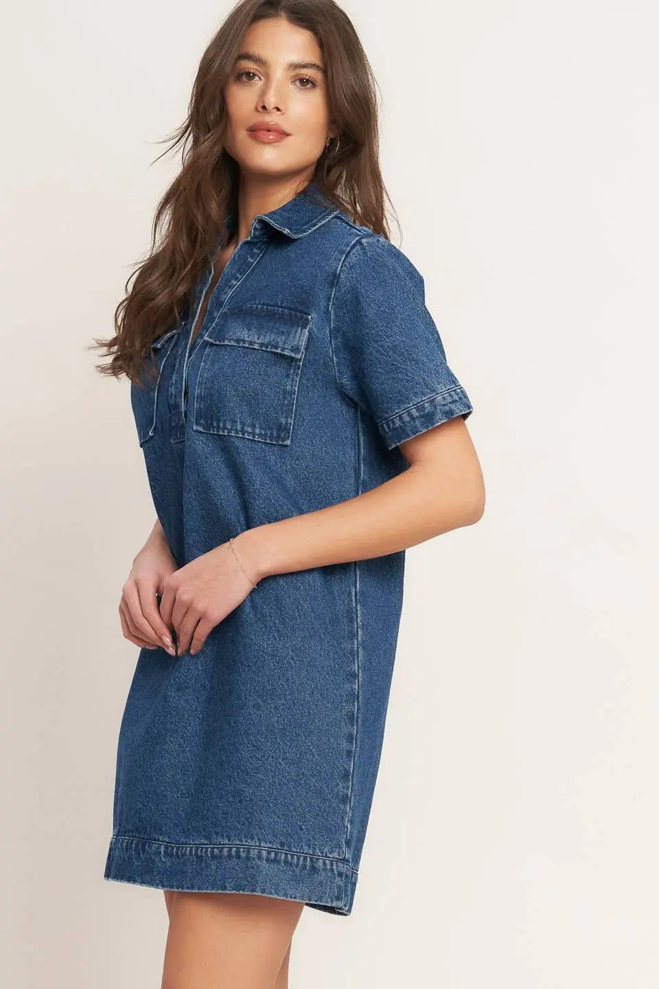 BLUE CANVAS DENIM MINI DRESS Flying Tomato