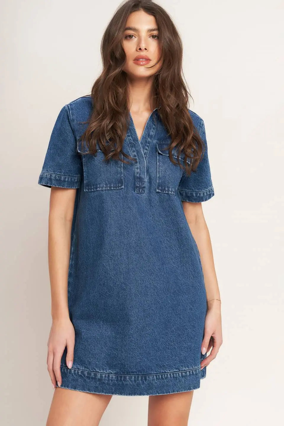 BLUE CANVAS DENIM MINI DRESS Flying Tomato