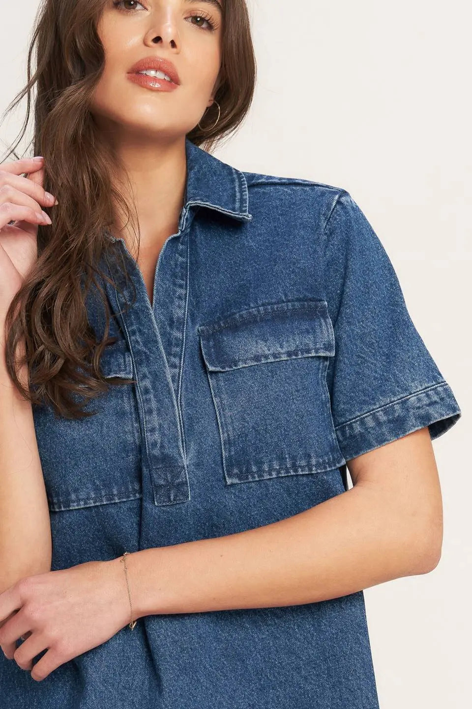 BLUE CANVAS DENIM MINI DRESS Flying Tomato