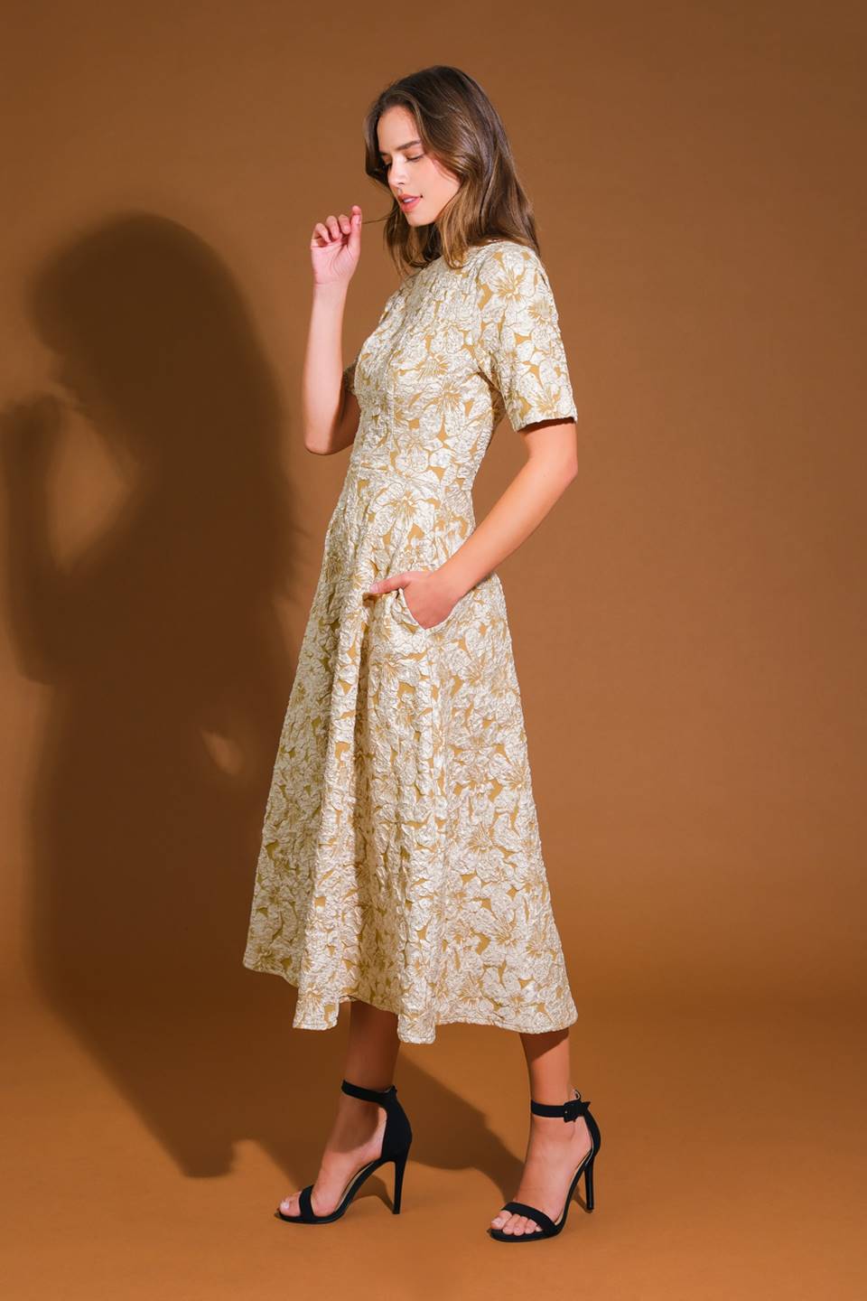 INFINITE ADORATION WOVEN MIDI DRESS