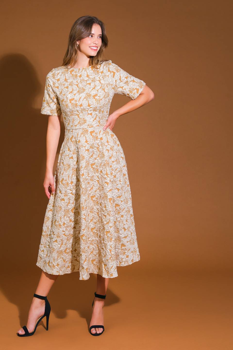 INFINITE ADORATION WOVEN MIDI DRESS