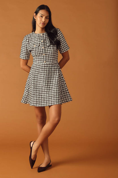 FALLING INTO PLACE TWEED MINI DRESS