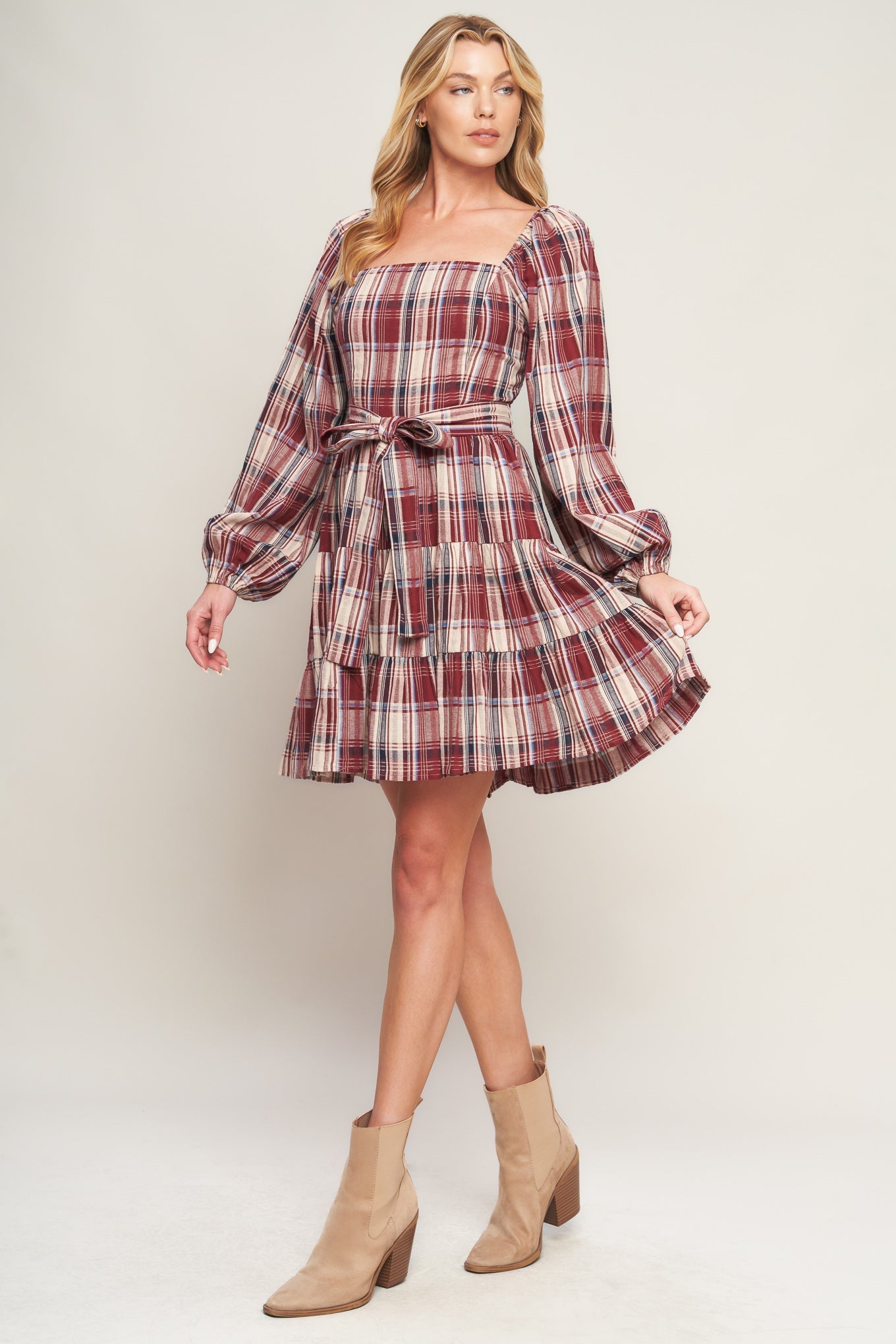 HONEY HUG PLAID MINI DRESS Flying Tomato