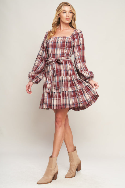 HONEY HUG PLAID MINI DRESS Flying Tomato